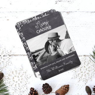 Cartão De Festividades Elegante foto de Natal com letra minimalista em lo