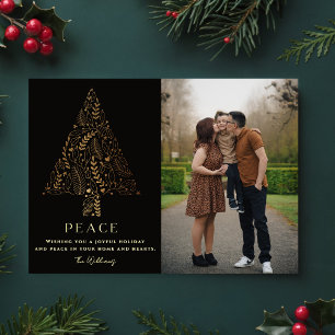 Cartão De Festividades Elegante Foto de Natal da Árvore Genealógica em Do