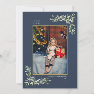 Cartão De Festividades Elegante Foto de Natal em Dourado com Geométrico e