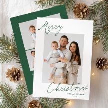 Elegante Foto de Natal em Script Verde
