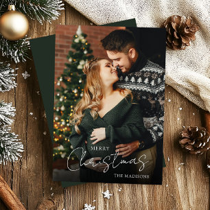 Cartão De Festividades Elegante Foto do Casal de Natal Feliz