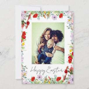 Cartão De Festividades Elegante Foto Floral Botânica Feliz Páscoa