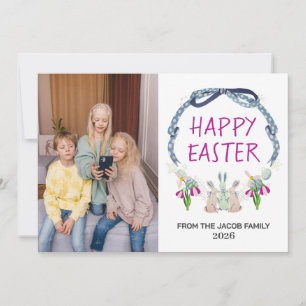 Cartão De Festividades elegante foto moderna de família com flores de Pás