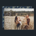 Cartão De Festividades Elegante foto moderna e mínima botânica azul marin<br><div class="desc">Imagem elegante,  marinho azul-d-água,  típica de botânica,   azul-d-água,  carta de Natal feliz.</div>