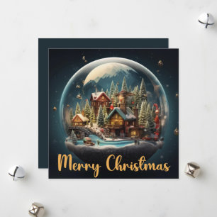 Cartão De Festividades Elegante Globo de Neve