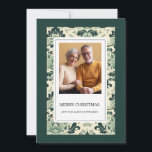 Cartão De Festividades Elegante Green Vintage Foto Floral Feliz Natal<br><div class="desc">Cartão verde elegante de saudação floral "Feliz Natal" personalizado com seu nome. Entre em contato comigo para obter assistência com suas personalizações ou para solicitar outros produtos Zazzle correspondentes ou coordenadores para sua temporada de férias.</div>