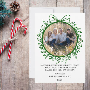 Cartão De Festividades Elegante Grinalda de Natal com Arco Desenhado à Mã