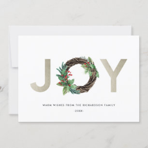 CARTÃO DE FESTIVIDADES ELEGANTE HOLLY BERRY SILVER JOY WREATH NATMAS