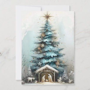 Cartão De Festividades Elegante Jesus Menino Natal Aquarela Natal