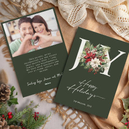 Cartão De Festividades Elegante Joy Christmas Wreath Photo