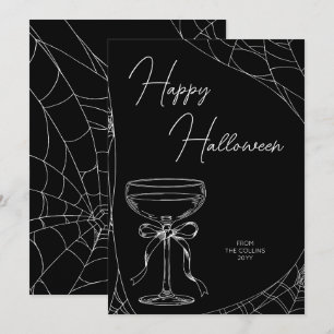 Cartão De Festividades Elegante Laço de Cocktail Preto Adulto Feliz Hallo