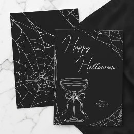 Cartão De Festividades Elegante Laço de Cocktail Preto Adulto Feliz Hallo