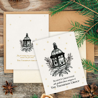Cartão De Festividades Elegante Lanterna Vintage Natal Negócios