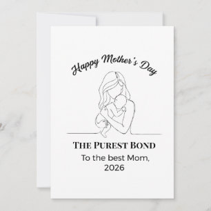 Cartão De Festividades Elegante Linha "Feliz Dia das Mães" Mamãe e Bebê