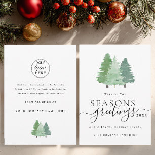 Cartão De Festividades Elegante Logotipo de Negócios de Natal Corporativo