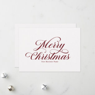 Cartão De Festividades Elegante Logotipo Empresarial de Natal Vermelho em
