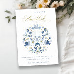 Cartão De Festividades Elegante Marinho Clássico Azul Feliz Hanukkah Flor<br><div class="desc">Se precisar de mais alguma personalização,  por favor,  sinta-se à vontade para me enviar uma mensagem em yellowfebstudio@gmail.com.</div>
