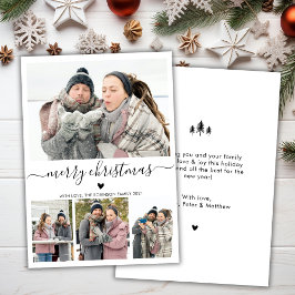 Cartão De Festividades Elegante Minimalista 4 Colagem de Fotos Holid de N