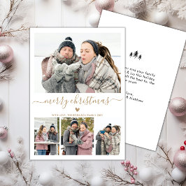 Cartão De Festividades Elegante Minimalista 4 Colagem de Fotos Holid de N