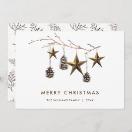 Cartão De Festividades Elegante Minimalista Boho Feliz Saudação de Natal