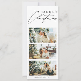 Cartão De Festividades Elegante Minimalista Colagem de 3 Fotos Feliz Nata