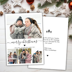 Cartão De Festividades Elegante Minimalista de 4 Fotografias Holid de Nat