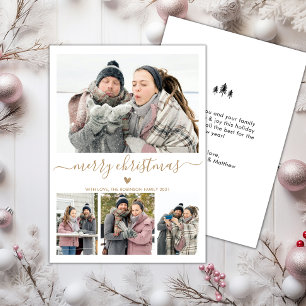 Cartão De Festividades Elegante Minimalista de 4 Fotografias Holid de Nat