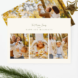 Cartão De Festividades elegante minimalista, escrita de colagem de 4 foto