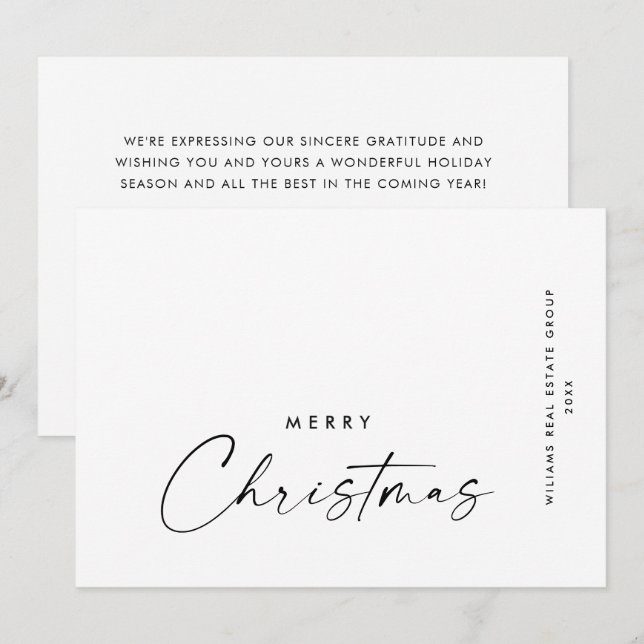 Cartão De Festividades Elegante Mínimo de Natal Corporativo Saudação Ho (Frente/Verso)