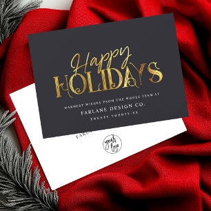 Cartão De Festividades Elegante Moderno Dourado Script Corporativo