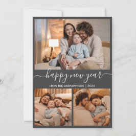 Cartão De Festividades Elegante Moderno Feliz Ano Novo Preto 3 Colagem