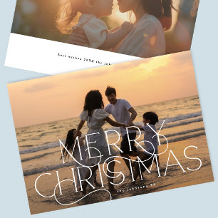 Cartão De Festividades Elegante & Moderno Foto NATAL FELIZ com Letras Cur