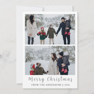 Cartão De Festividades Elegante Moderno Mínimo da Família Natal 2 Foto Ho