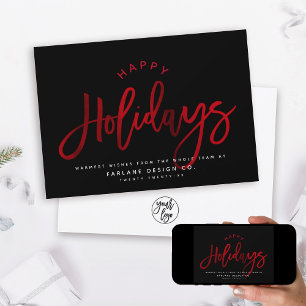 Cartão De Festividades Elegante moderno roteiro Red Foil Corporate Happy