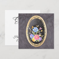 Elegante Moldura Botânica em Ouro & Florais em Aqu