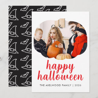 Cartão De Festividades Elegante Moldura de Abóbora Moderna Halloween