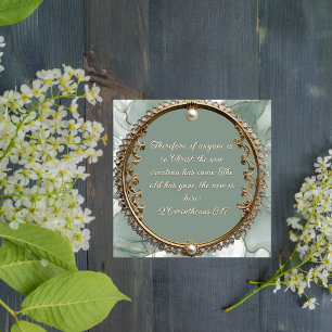Cartão De Festividades Elegante Moldura Pérola Dourada Personalizável par