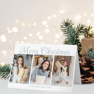 Cartão De Festividades Elegante Natal 2026 Colagem de Fotos da Família