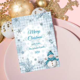 Cartão De Festividades Elegante Natal Azul e Branco Congelado