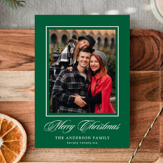 Cartão De Festividades Elegante Natal Caligrafia Verde 4 Foto