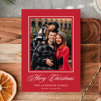Cartão De Festividades Elegante Natal Caligrafia Vermelho 4 Foto