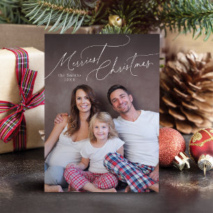Cartão De Festividades Elegante Natal Família Foto Férias Script