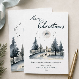 Cartão De Festividades Elegante Natal Floresta de Inverno