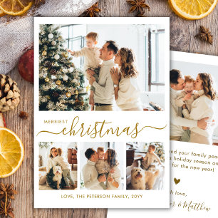 Cartão De Festividades Elegante Natal Mais Alegre Script Dourado 4 Foto
