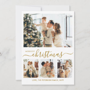Cartão De Festividades Elegante Natal Mais Alegre Script Dourado 4 Foto