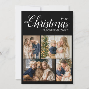 Cartão De Festividades Elegante Natal Marfim Preto Multi Foto