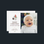 Cartão De Festividades Elegante Natal Winter Watercolor Foto Greenery<br><div class="desc">Espalhe alegria com este simples cartão de férias elegante. Apresenta uma simples aquarela verde de inverno com bagas e tipografia marrom clássica. Adicione sua foto favorita. A família e os amigos vão adorar ter este tipo de cartão de férias.</div>