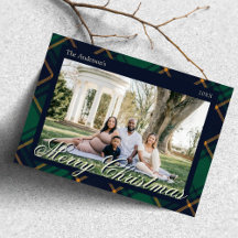 Elegante Natal Xadrez Verde Azul-Marinho