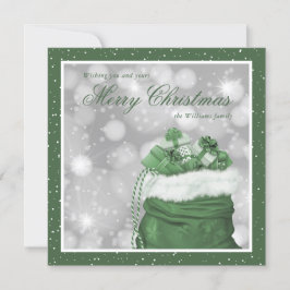 Cartão De Festividades Elegante Neve Verde Feliz Natal
