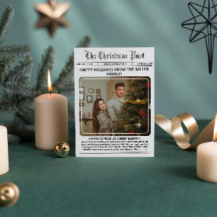 Cartão De Festividades Elegante Newsletter Moderno de Colagem de Fotos de